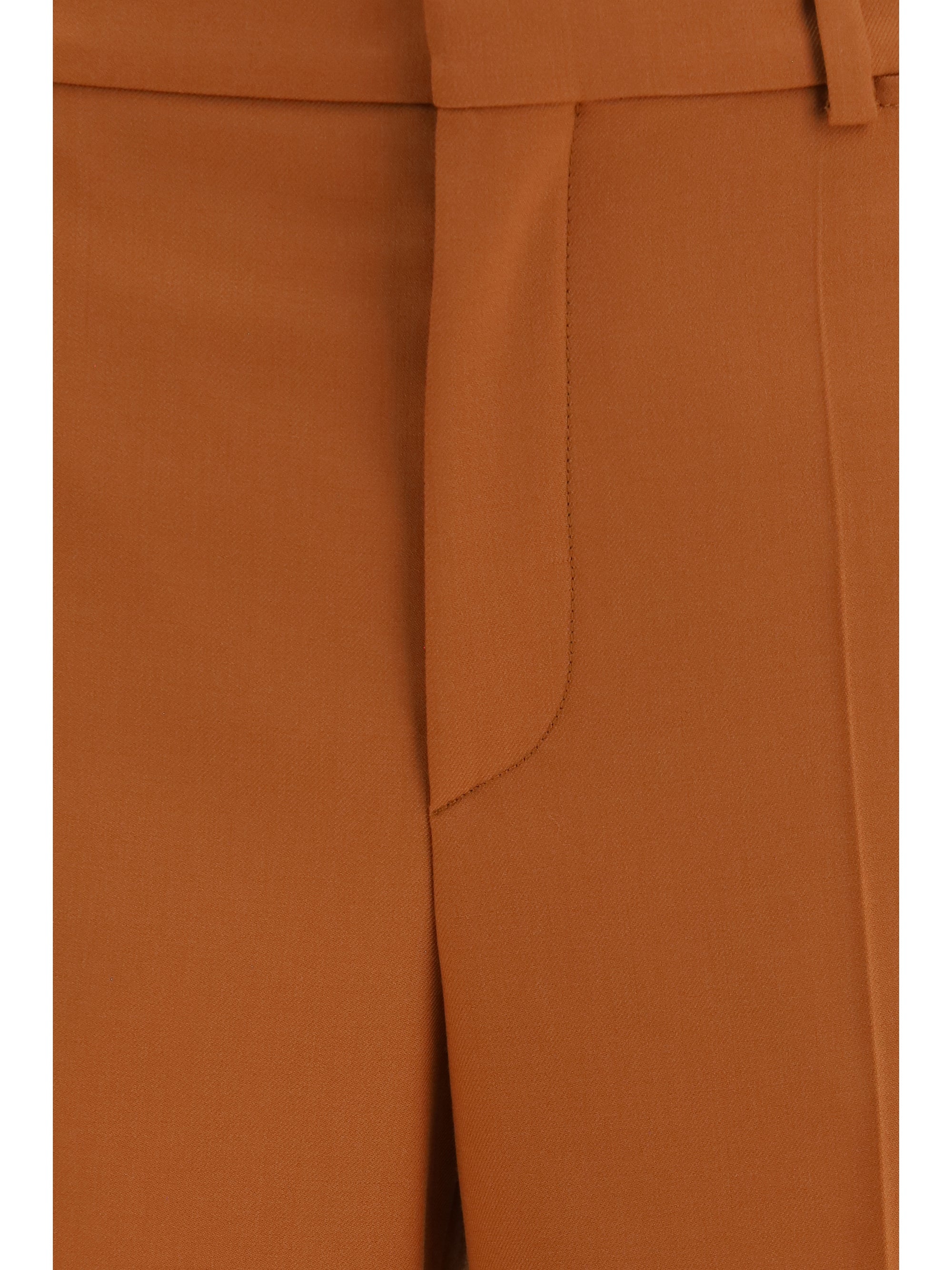 High-Waisted Flared Cotton Trousers — Orange