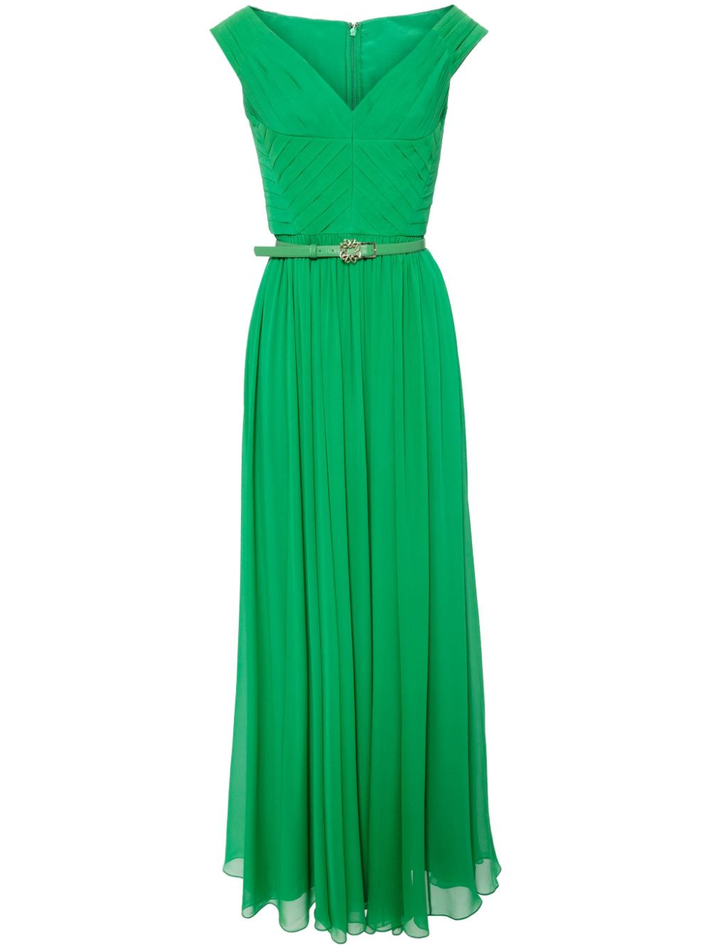 Pleated bodice silk dress - Green