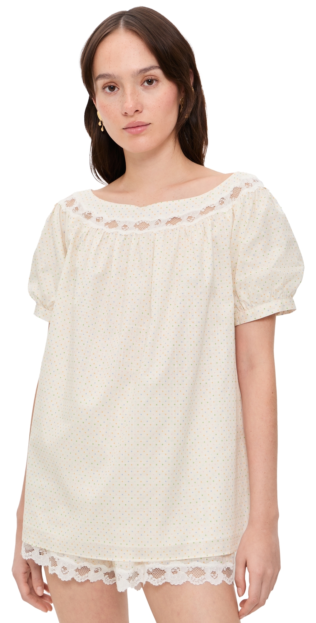 Marilyn Blouse Rainbow Polka Dot