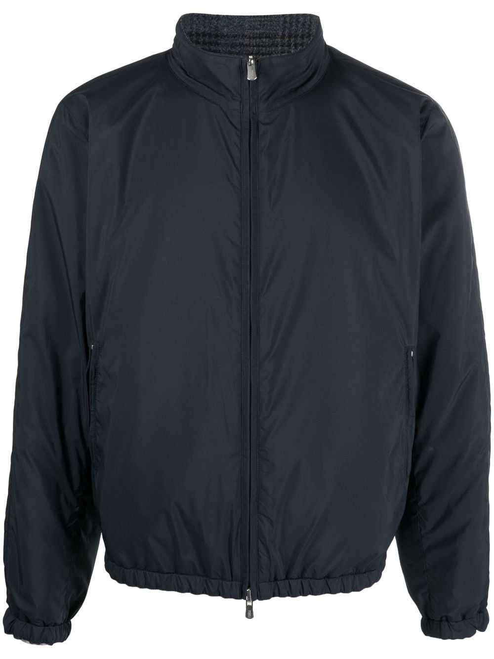 Check-pattern reversible virgin-wool coat - Blue