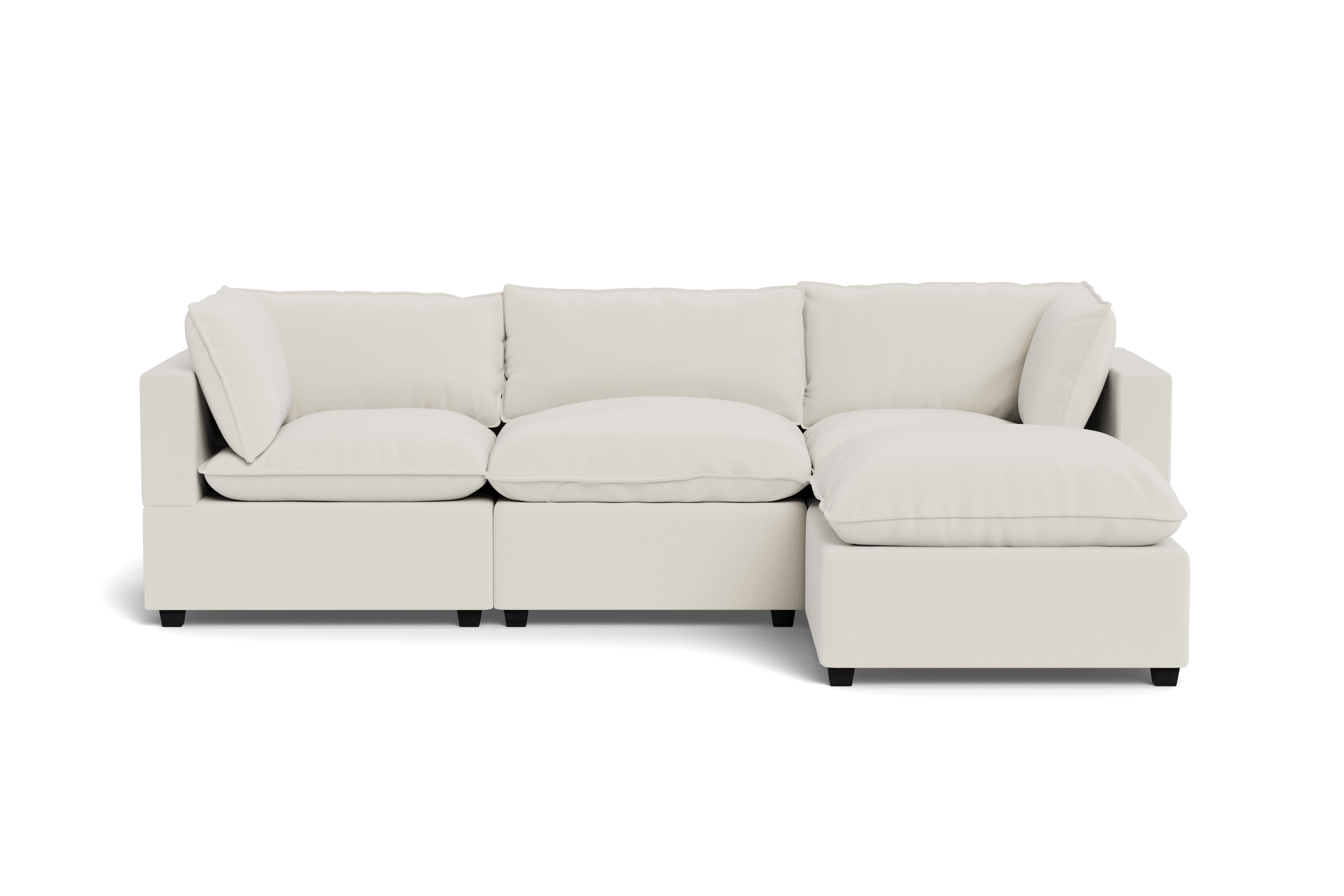 "Kova Pillow Cushion Sofa 122"" + Ottoman - Bone Performance Chenille"