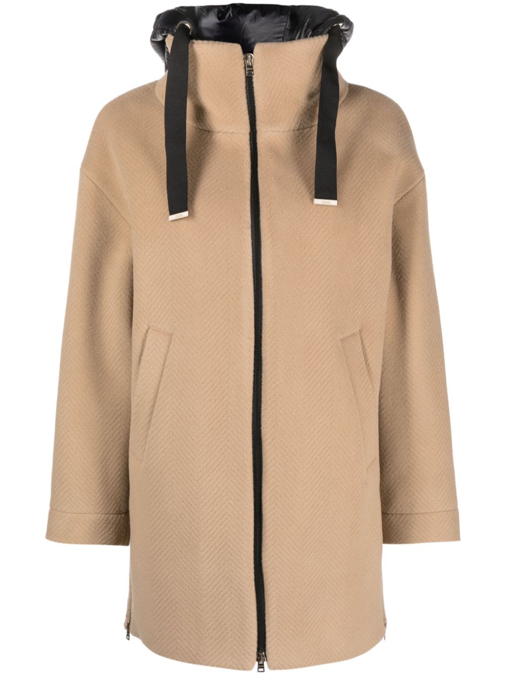 Zip-up hooded coat - Neutrals