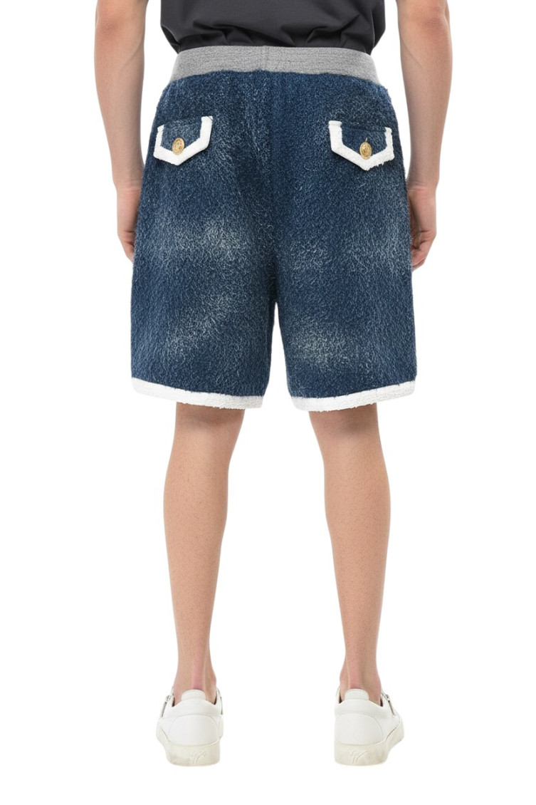 Blue Textured Shorts