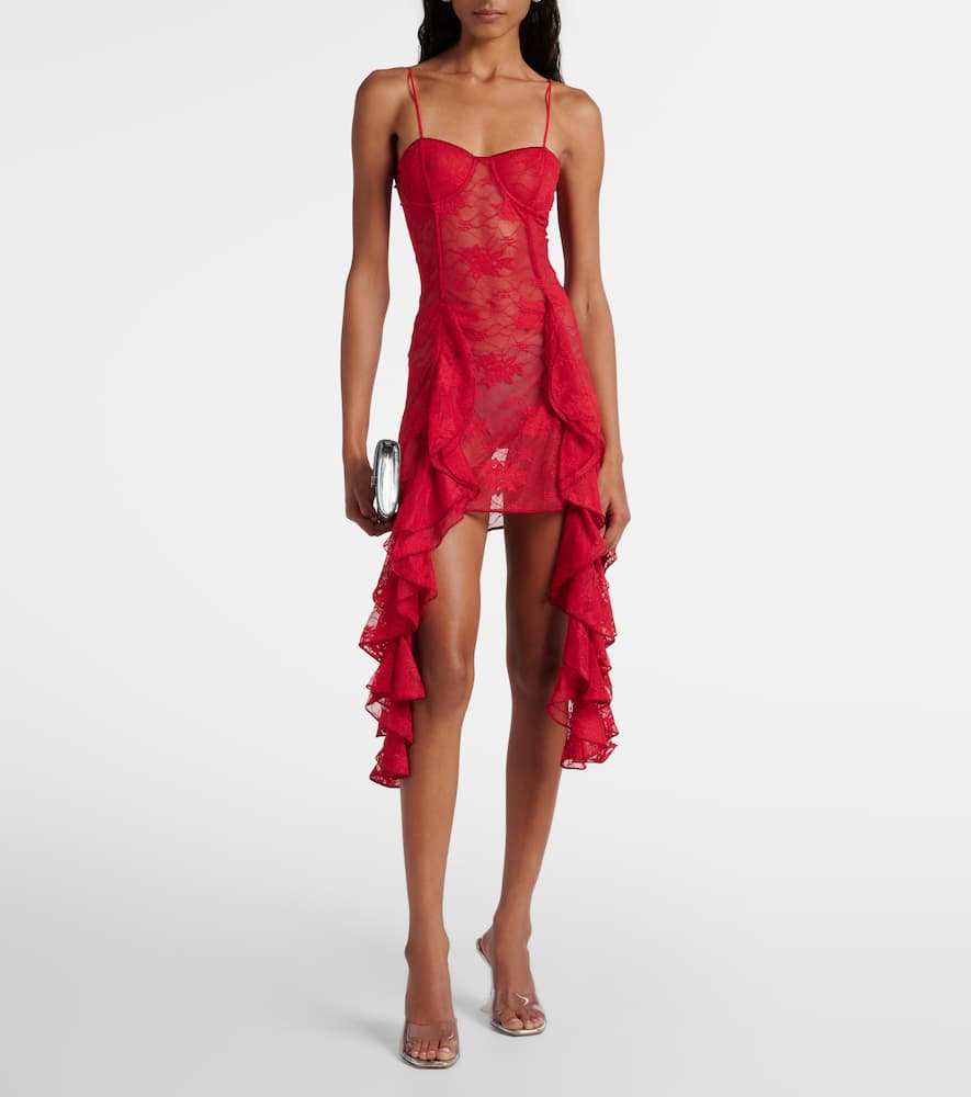 Oséree Ruffled lace bustier dress