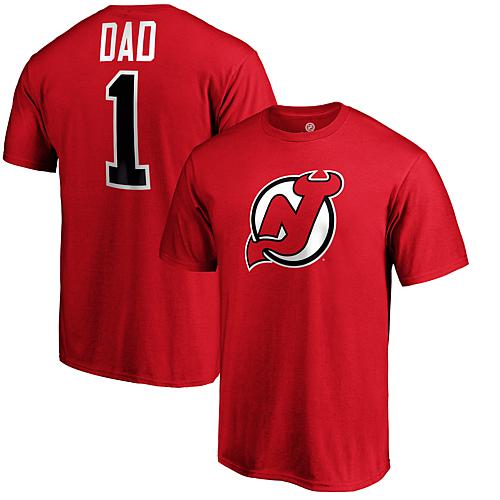 Men's Fanatics Red New Jersey Devils #1 Dad T-Shirt
