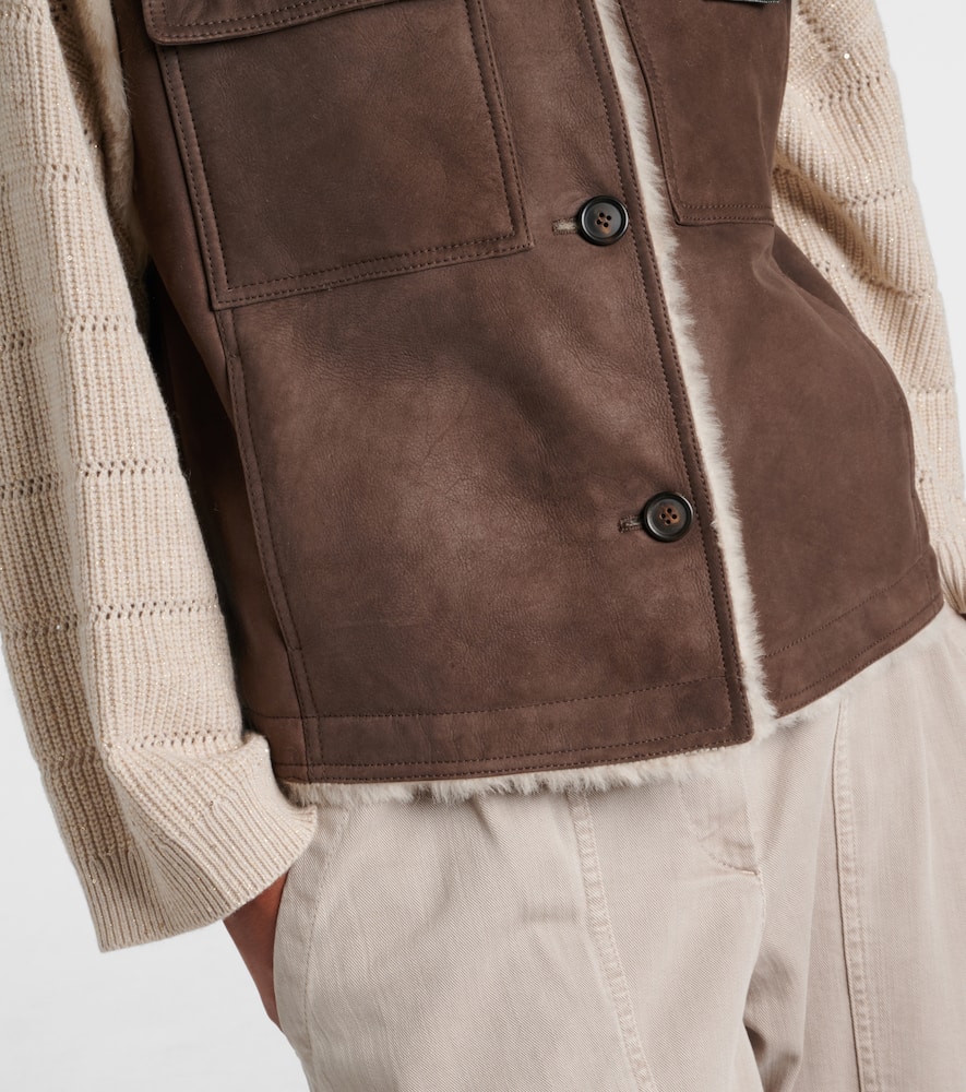 Shearling-lined suede vest