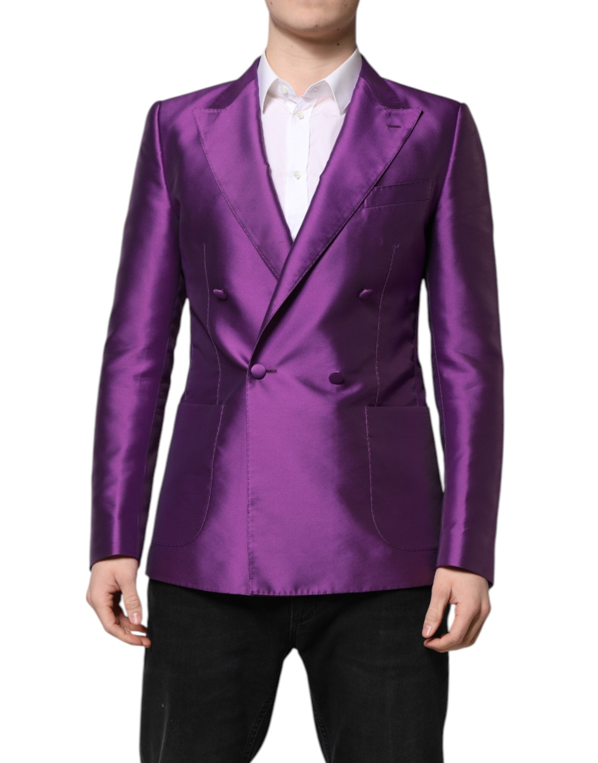 Double-Breasted Formal Blazer — Purple