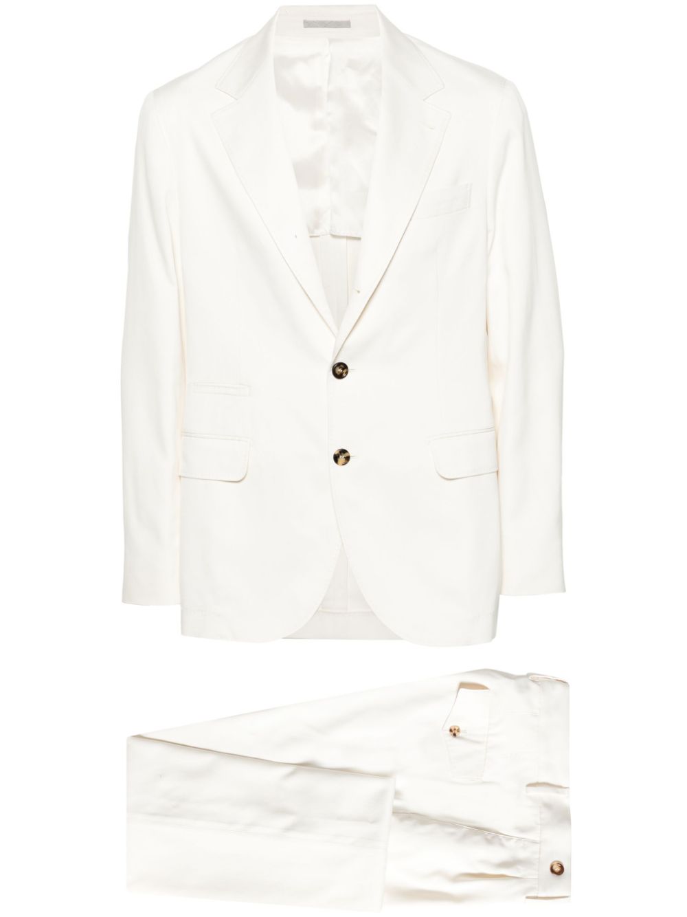 Single-breasted silk suit - White