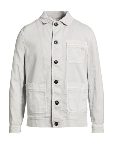 Man Denim shirt Light grey Size L Linen, Cotton, Elastane