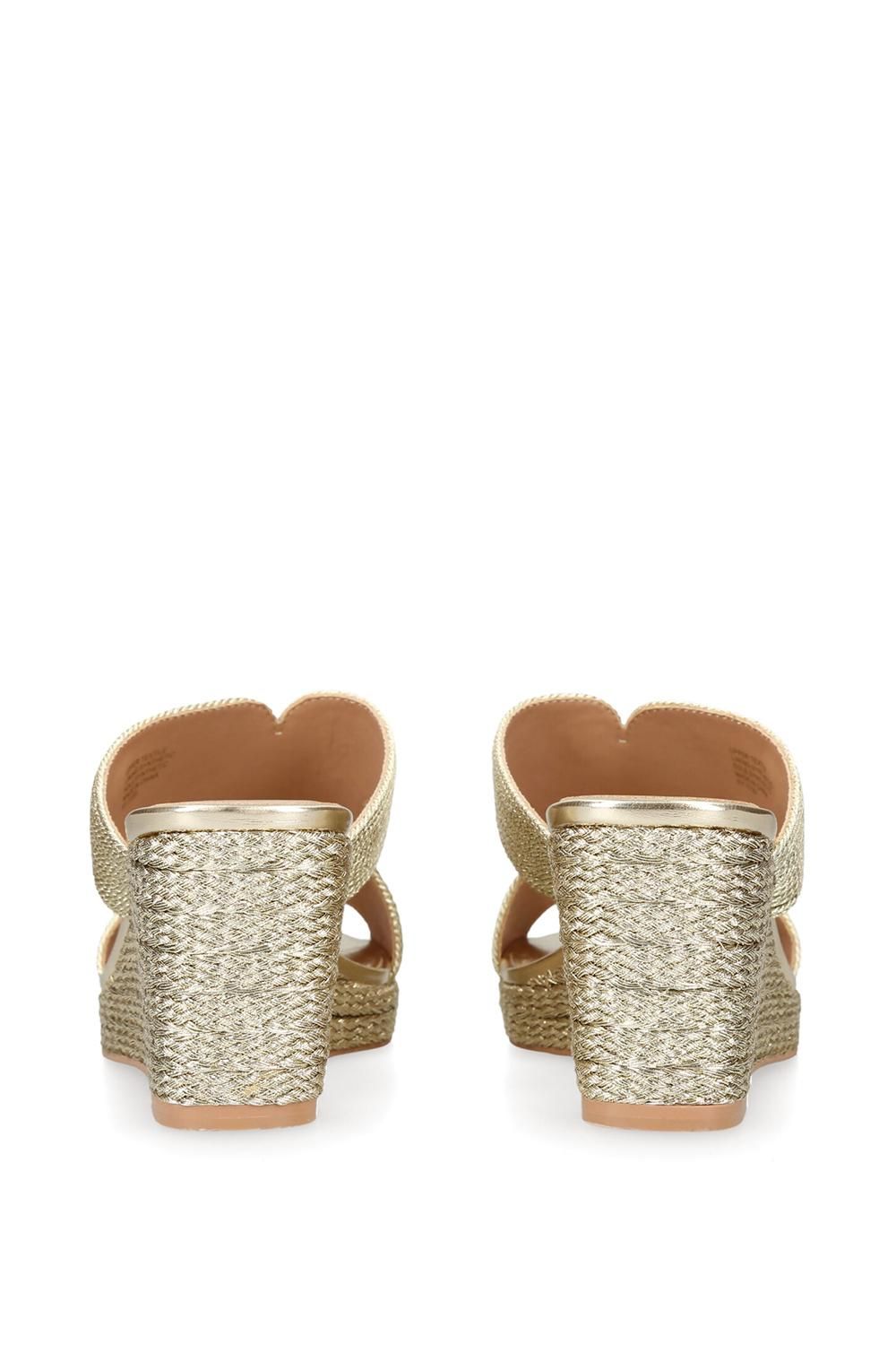 Carvela Women's 'Gala Wedge Mule 70' Fabric Heels in Gold