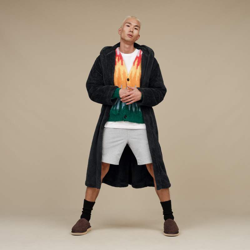® Men's Beckett Robe Fleece/Recycled Materials Robes in Ink Black