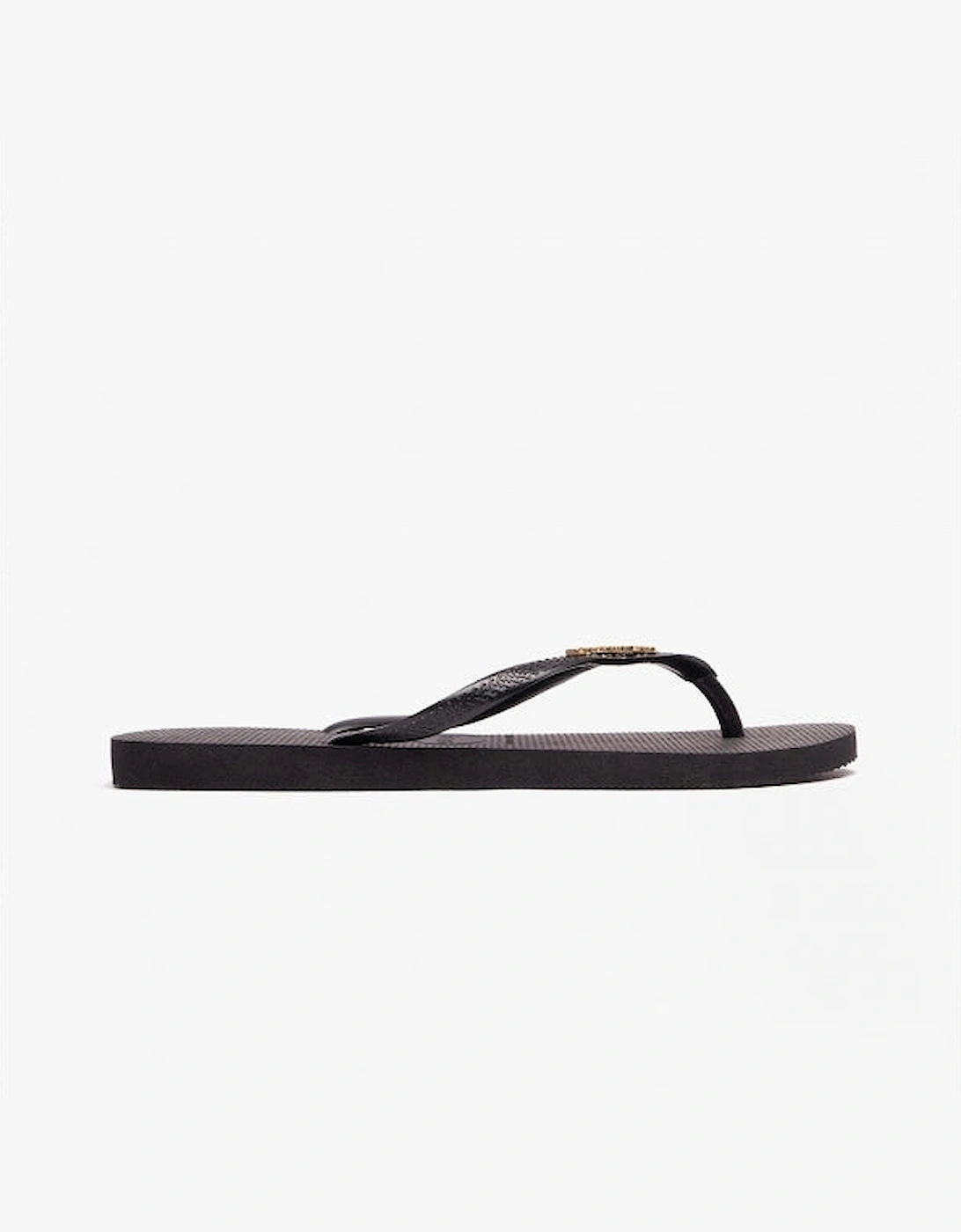 Women's Havaianas HAV SLIM LOGO METALLIC Womens Flip-Flops Black/Gold - Black/Black - Size: 3/3.5/4