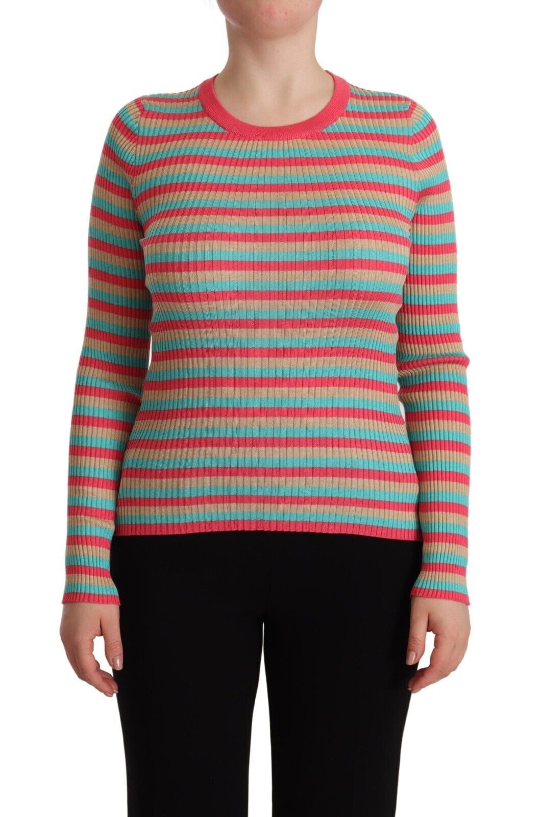 Striped Silk Sweater — Red