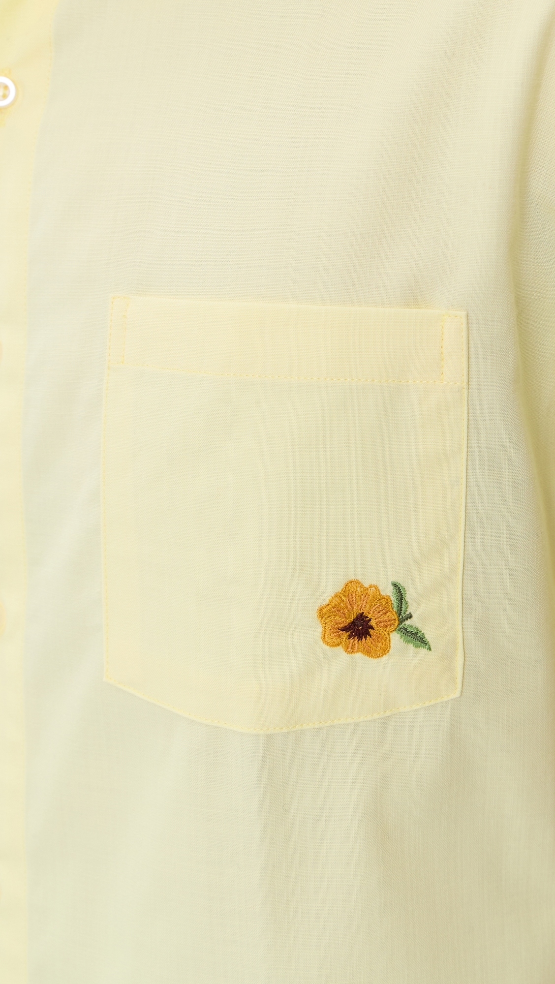 Efe Embroidered Linen Camp Shirt Light Yellow
