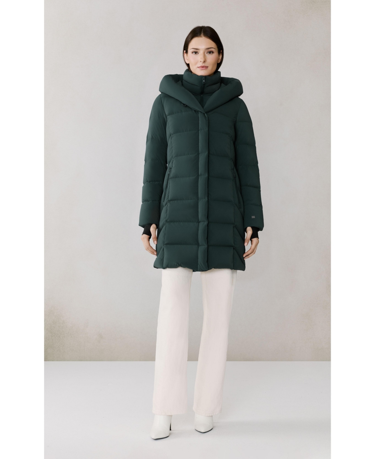 Women's Sonny-n Slim-Fit Novo Down Coat With Bib & Hood - Midnight forest