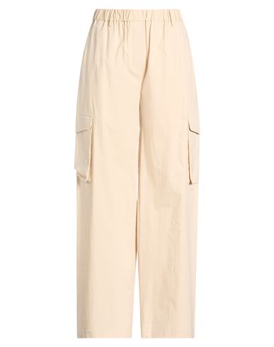 Woman Pants Beige Size 4 Cotton, Elastane