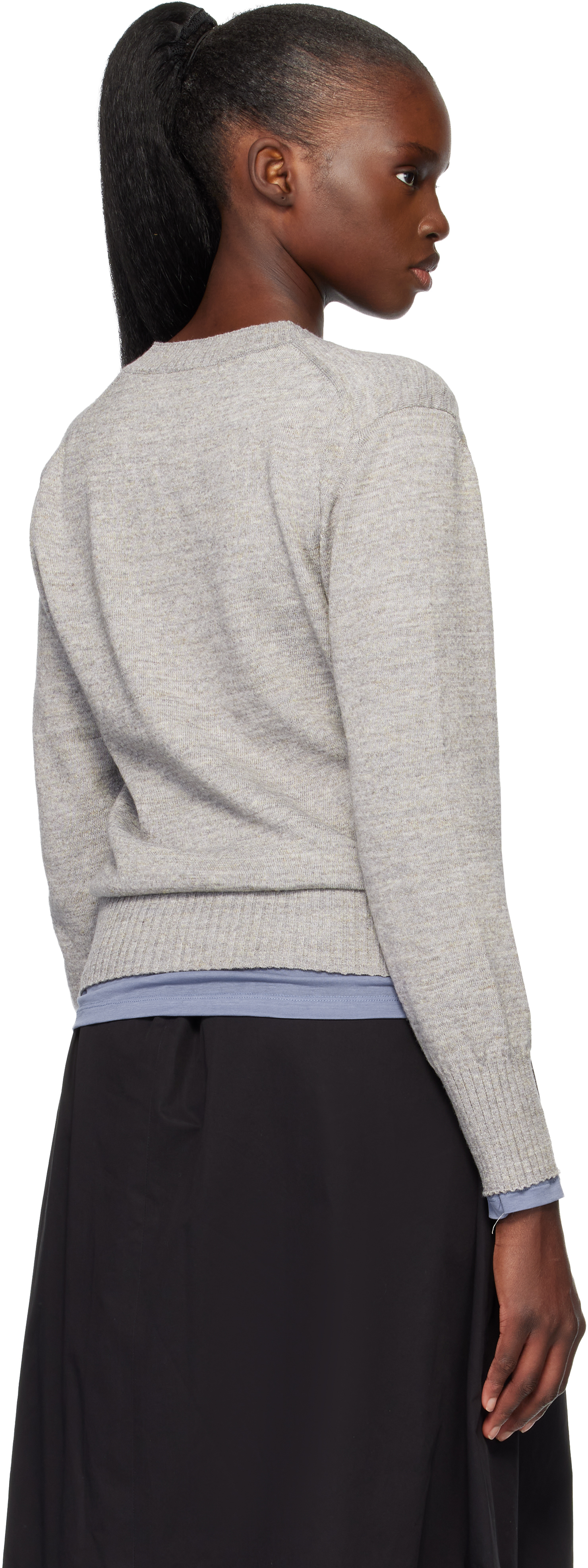 Gray Marine V-Neck Pullover Sweater