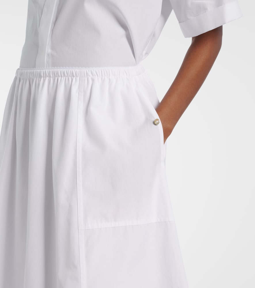 Scalloped cotton poplin midi skirt