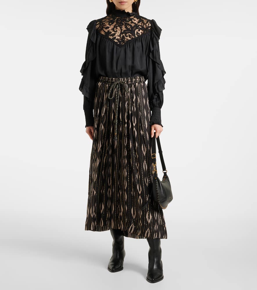 Samila pleated printed midi skirt