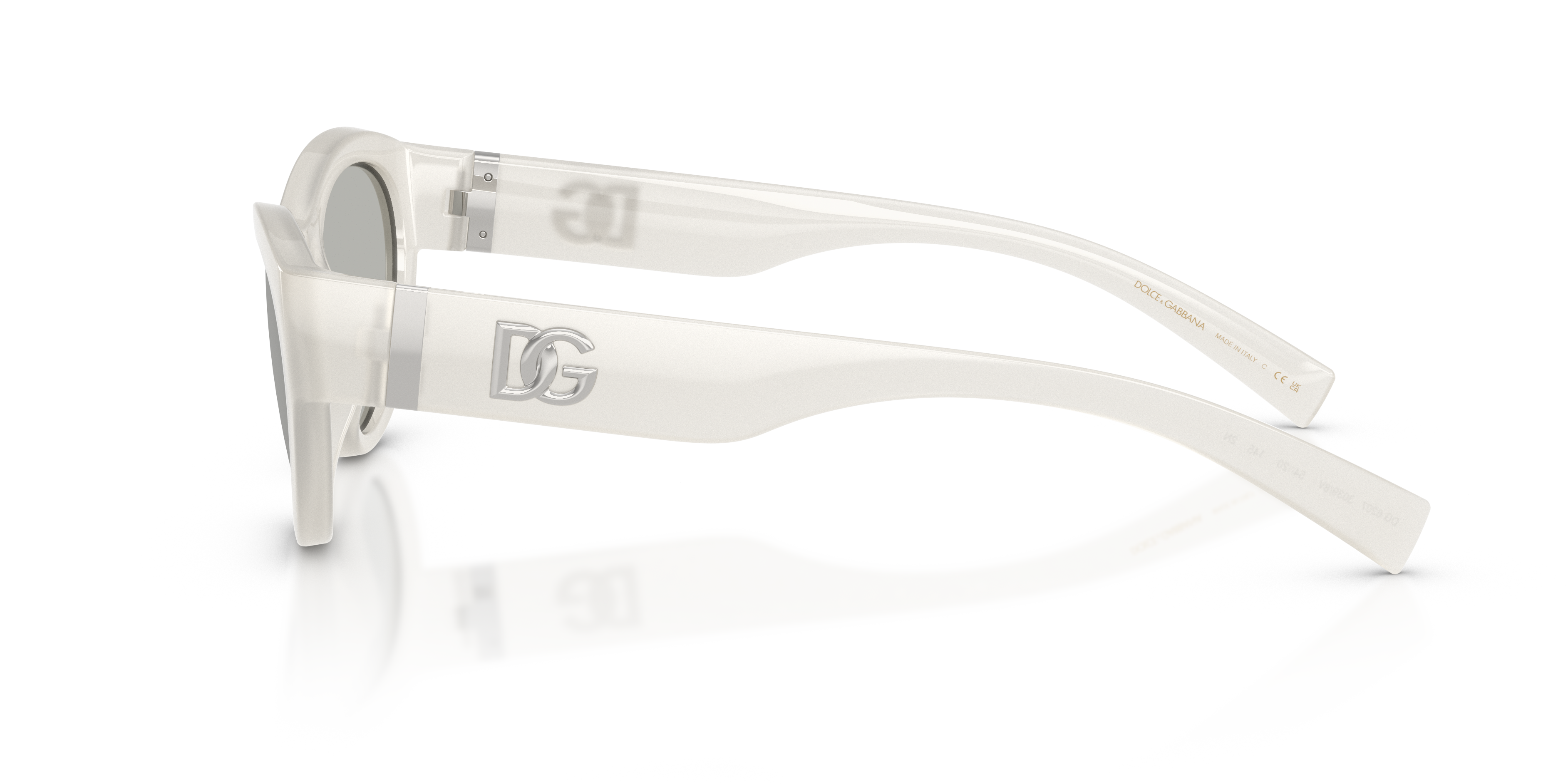 Dolce & Gabbana Woman Dolce & Gabbana DG6207 30398V Sunglasses Injected White Grey Cat Eye Mirror