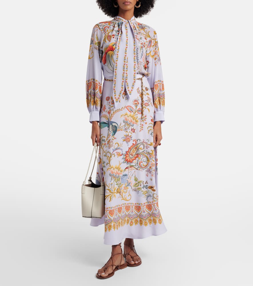 Printed silk maxi skirt