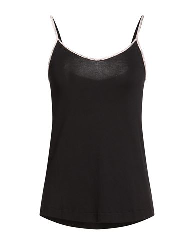Woman Top Black Size 1 Viscose, Elastane, Swarovski Crystal