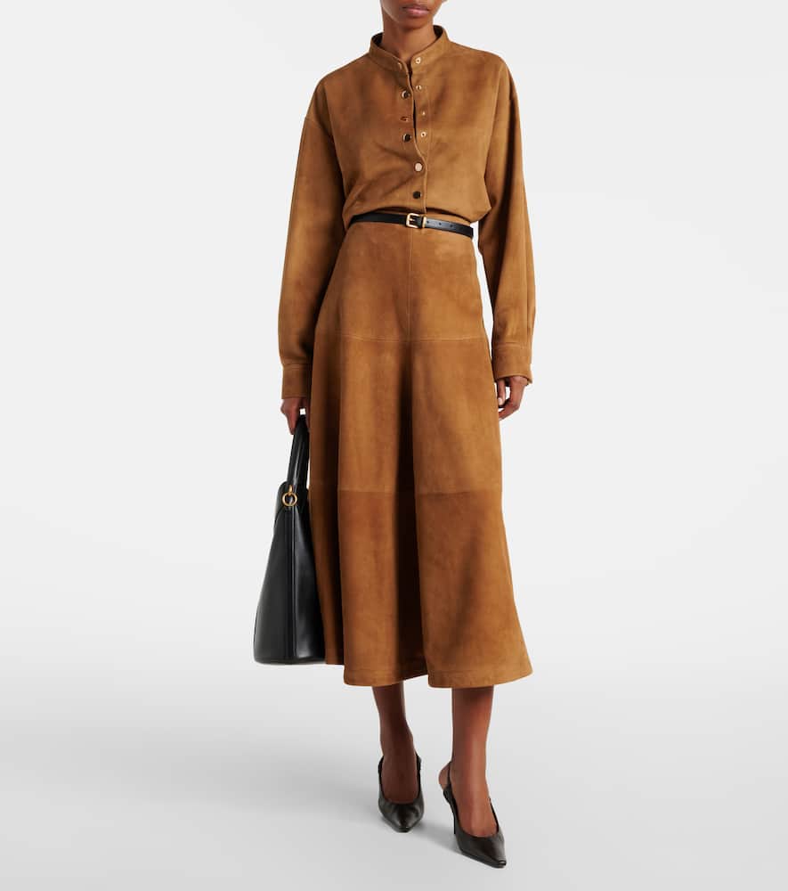Opera suede maxi skirt