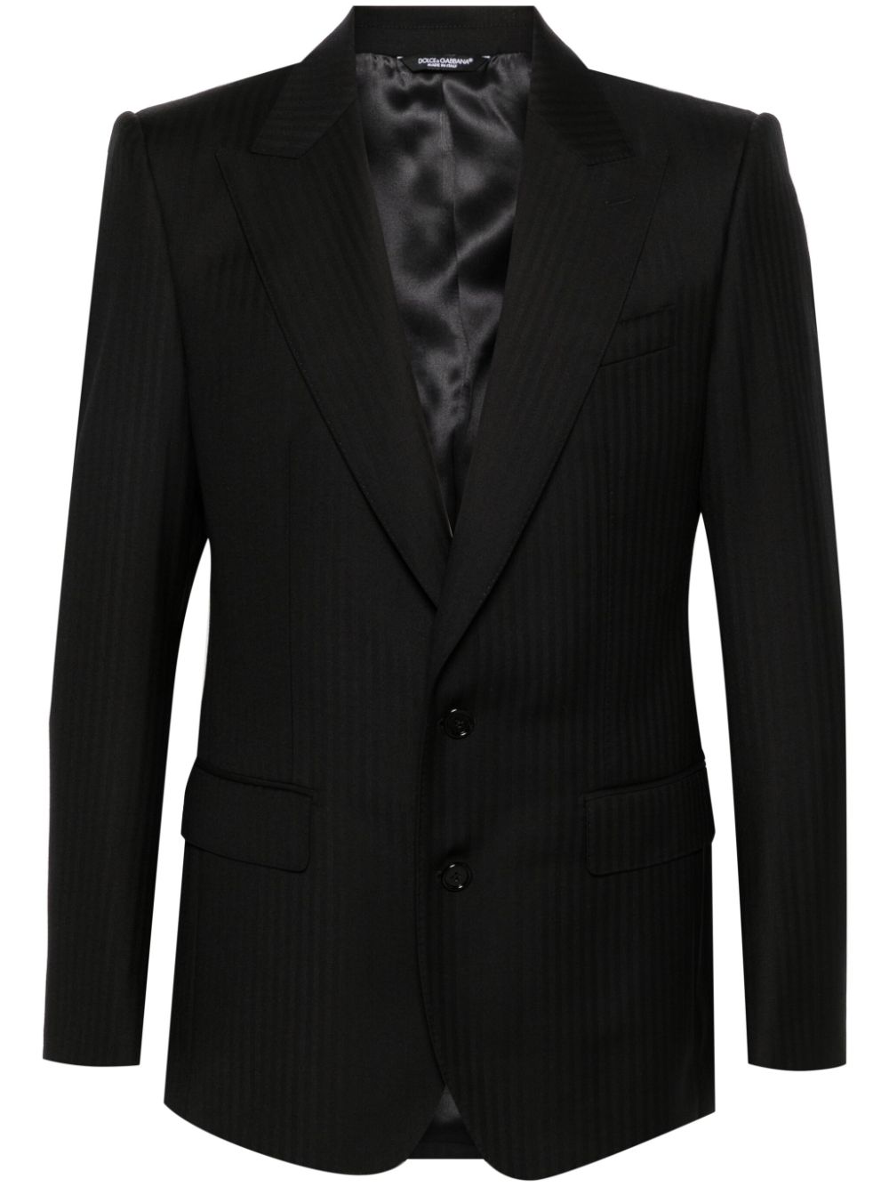 Single-breasted wool blazer - Black