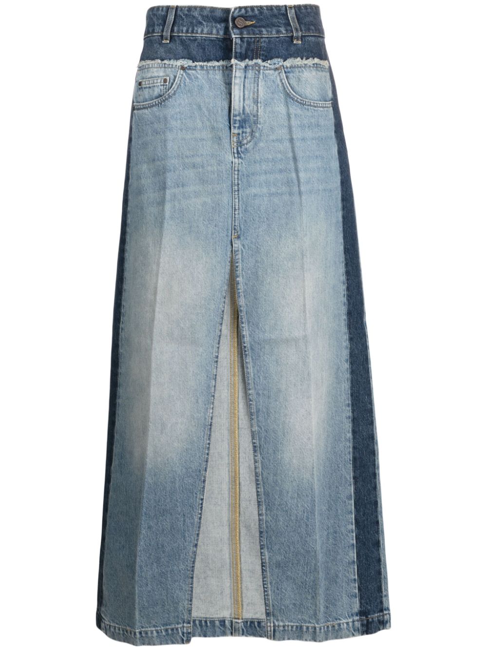 Panelled denim maxi skirt - Blue