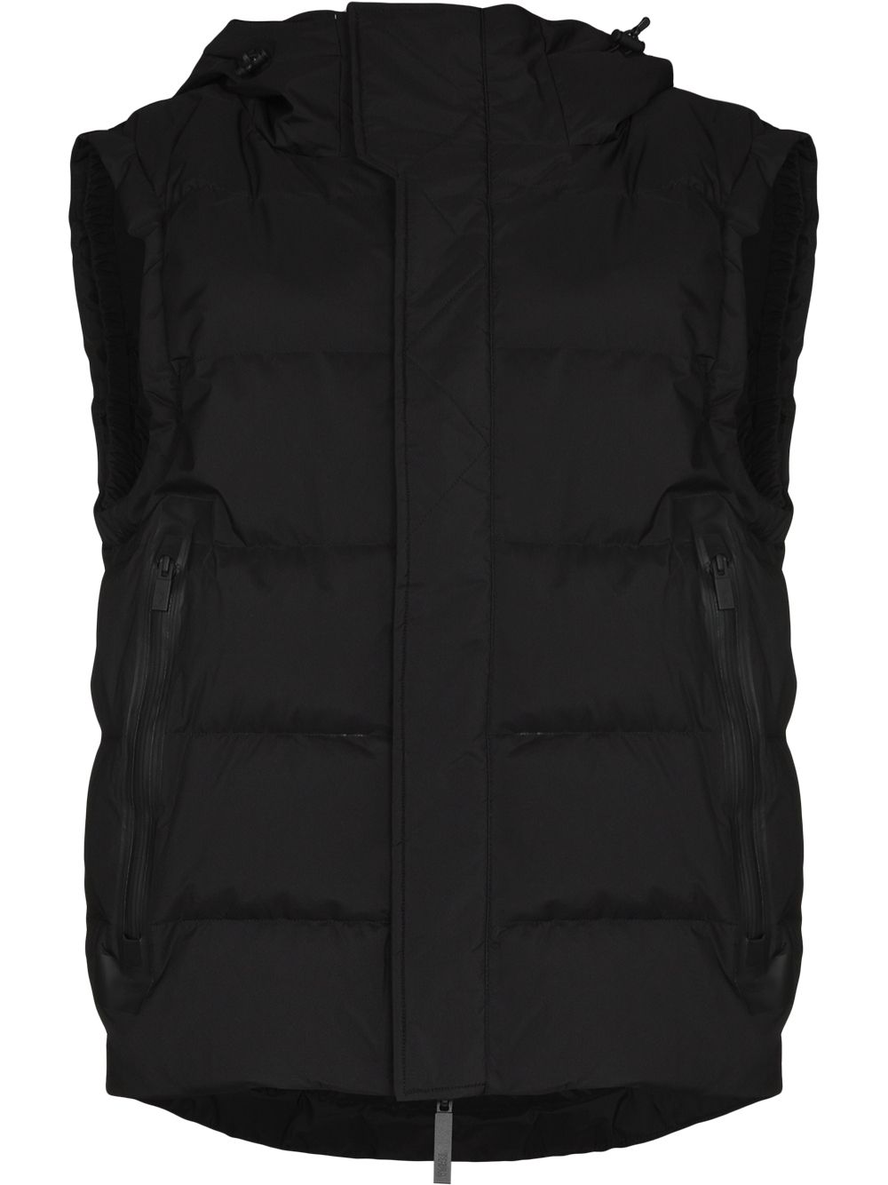Lang hooded puffer gilet - Black