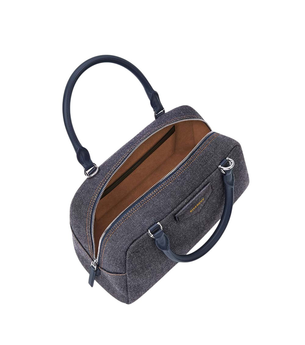 Dark Blue Denim Antigona East West Handbag