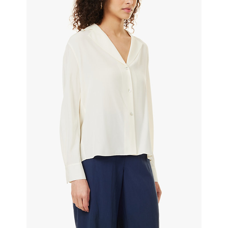 Womens Shell V-neck Relaxed-fit Silk Shirt M