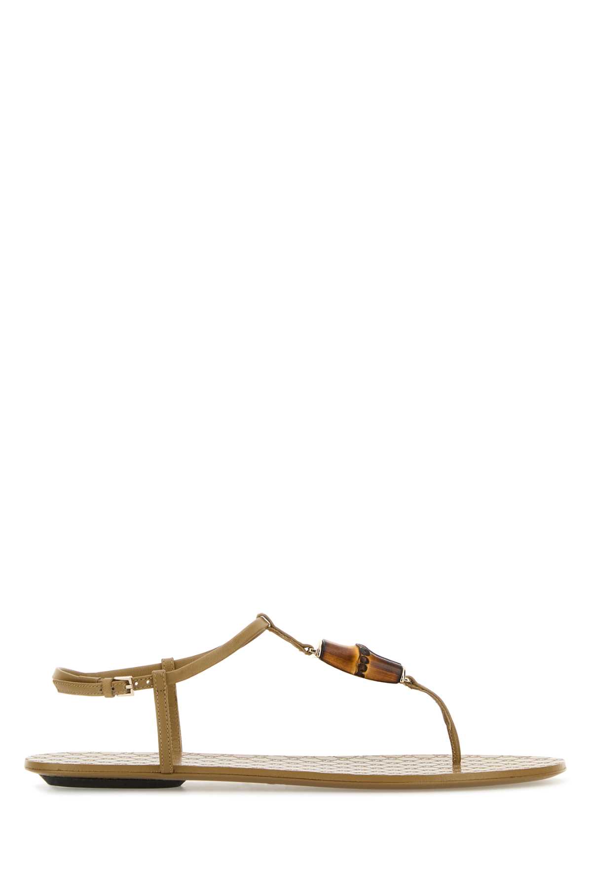 Khaki Leather Thong Sandals