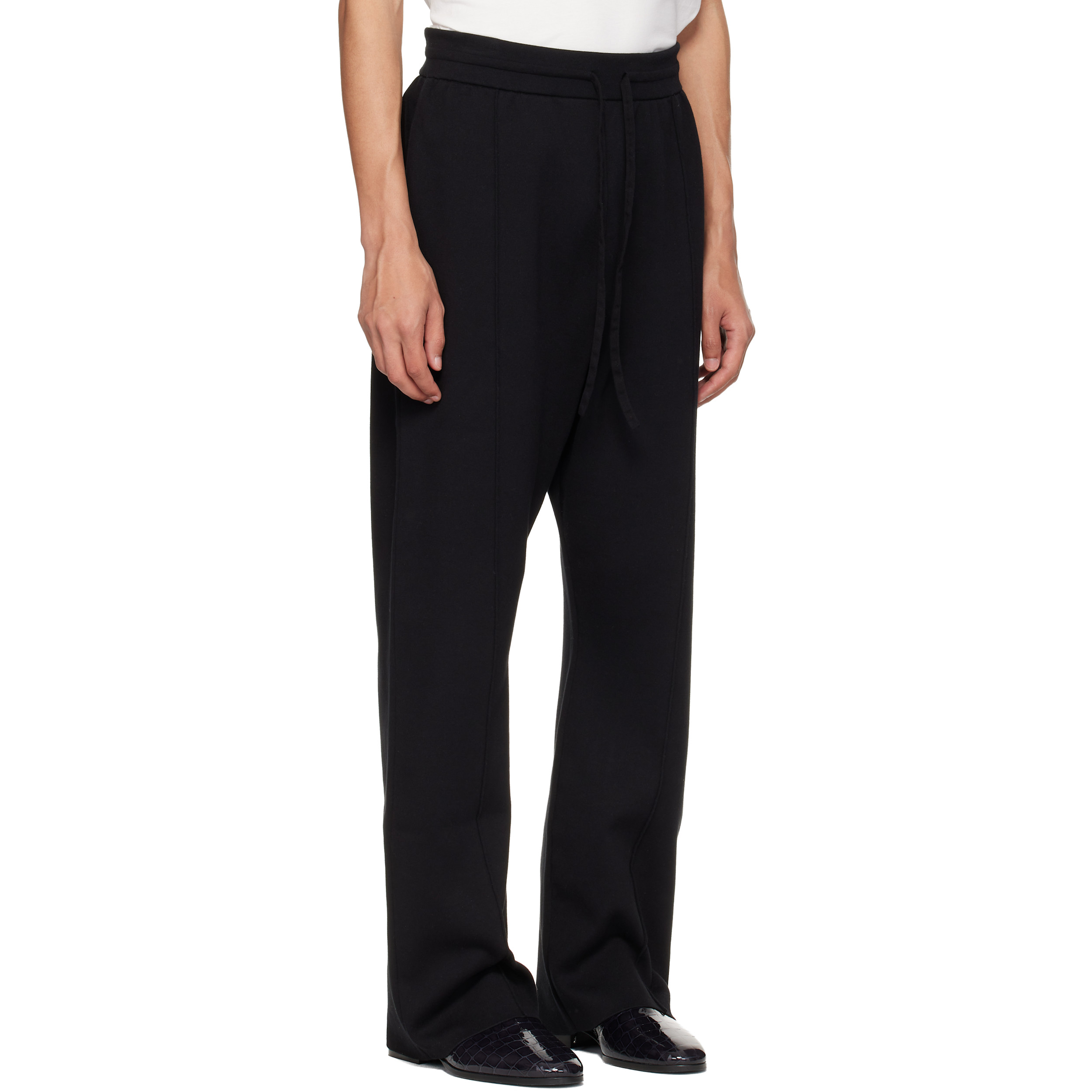Black Double Knit Flared Jogging Trousers