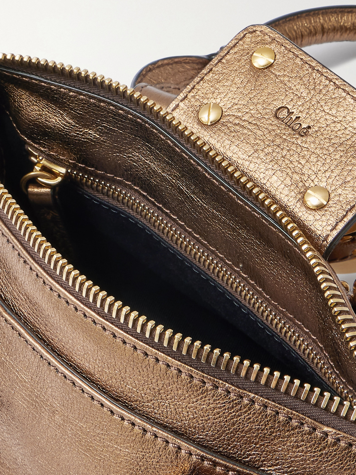 Paddington Embellished Crinkled-leather Tote - Gold