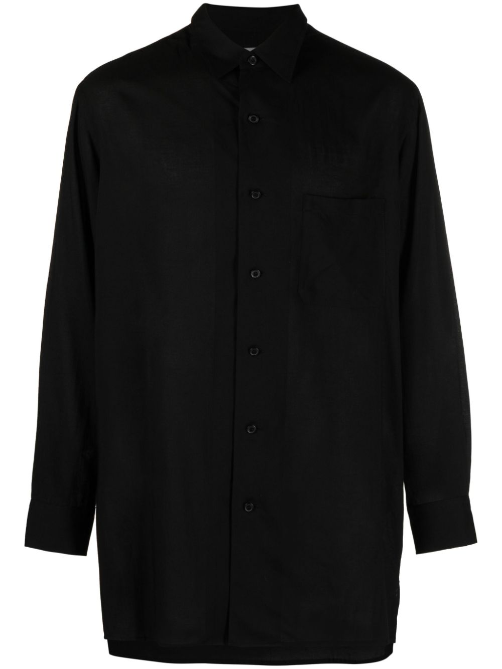 Drop-shoulder classic-collar shirt - Black