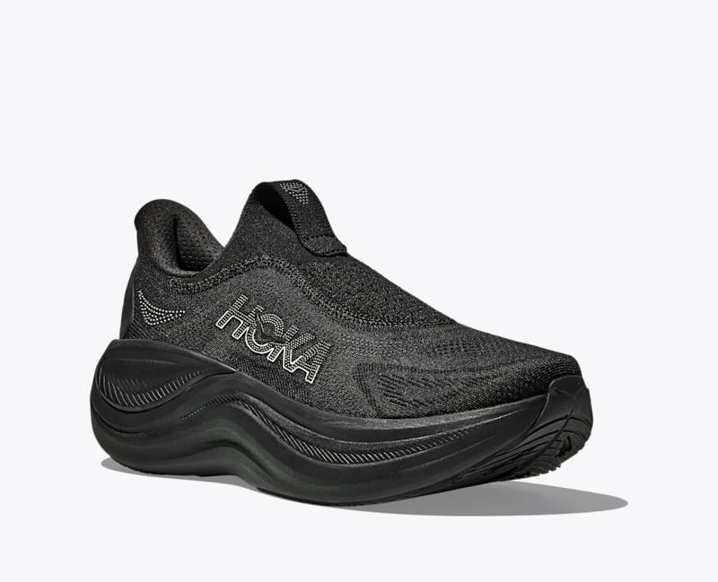 HOKA Women's Skyward Laceless Shoes in Black/Black