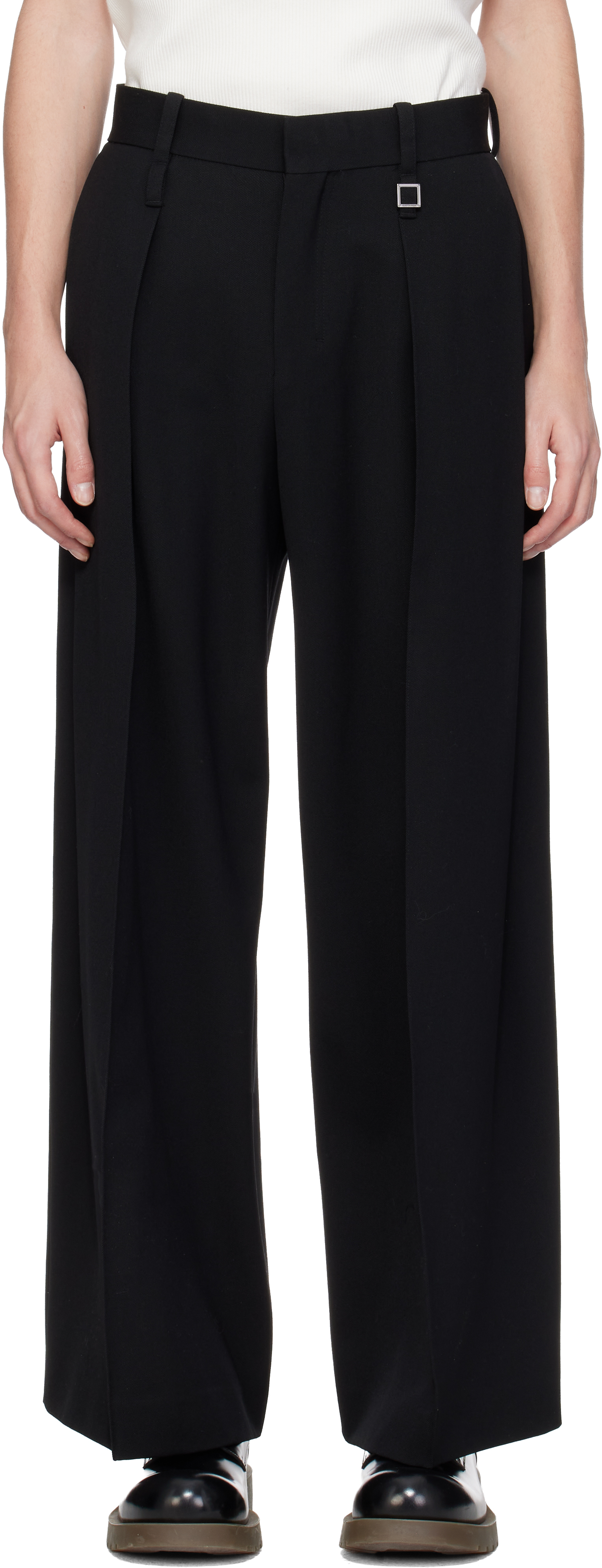Black Two Tuck Wide Trousers