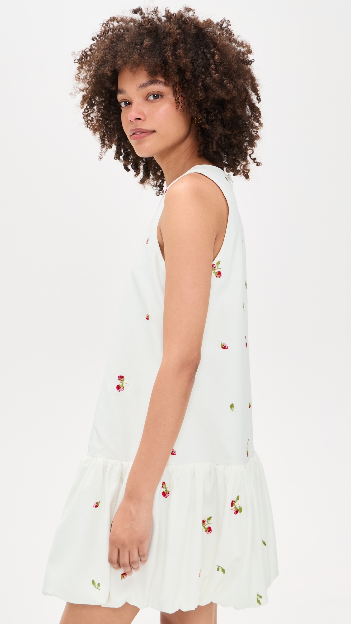 Strawberry Kiss Bubble Hem Mini Dress White Red Multi