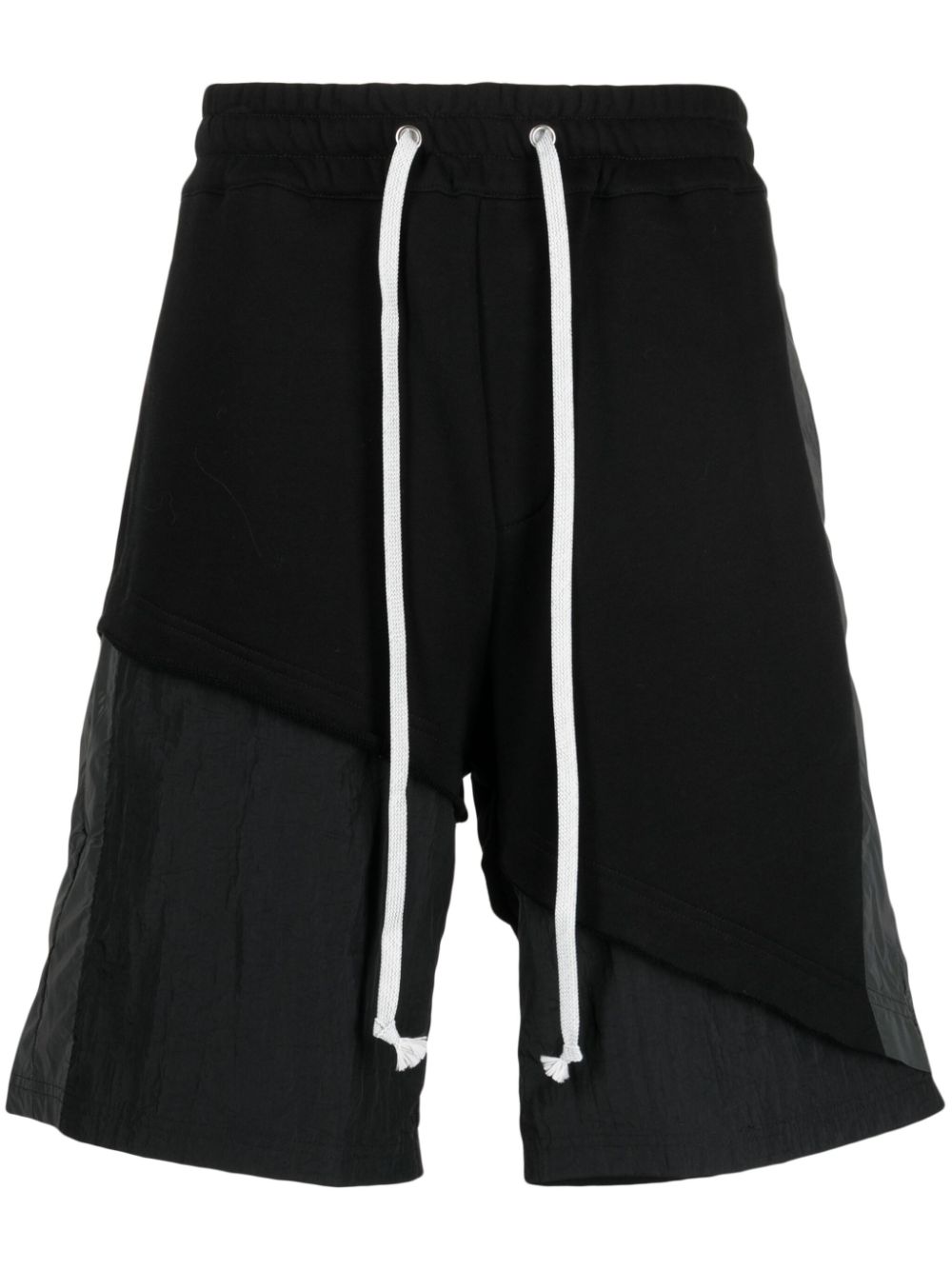 Panelled knee-length track shorts - Black