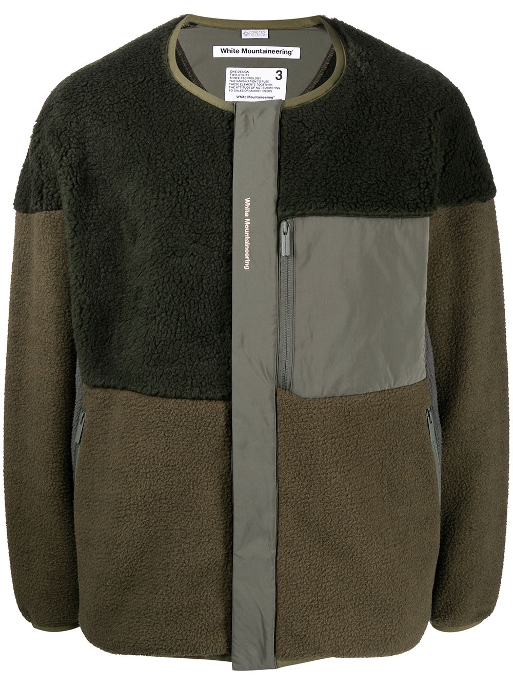 Patchwork collarless jacket - Green