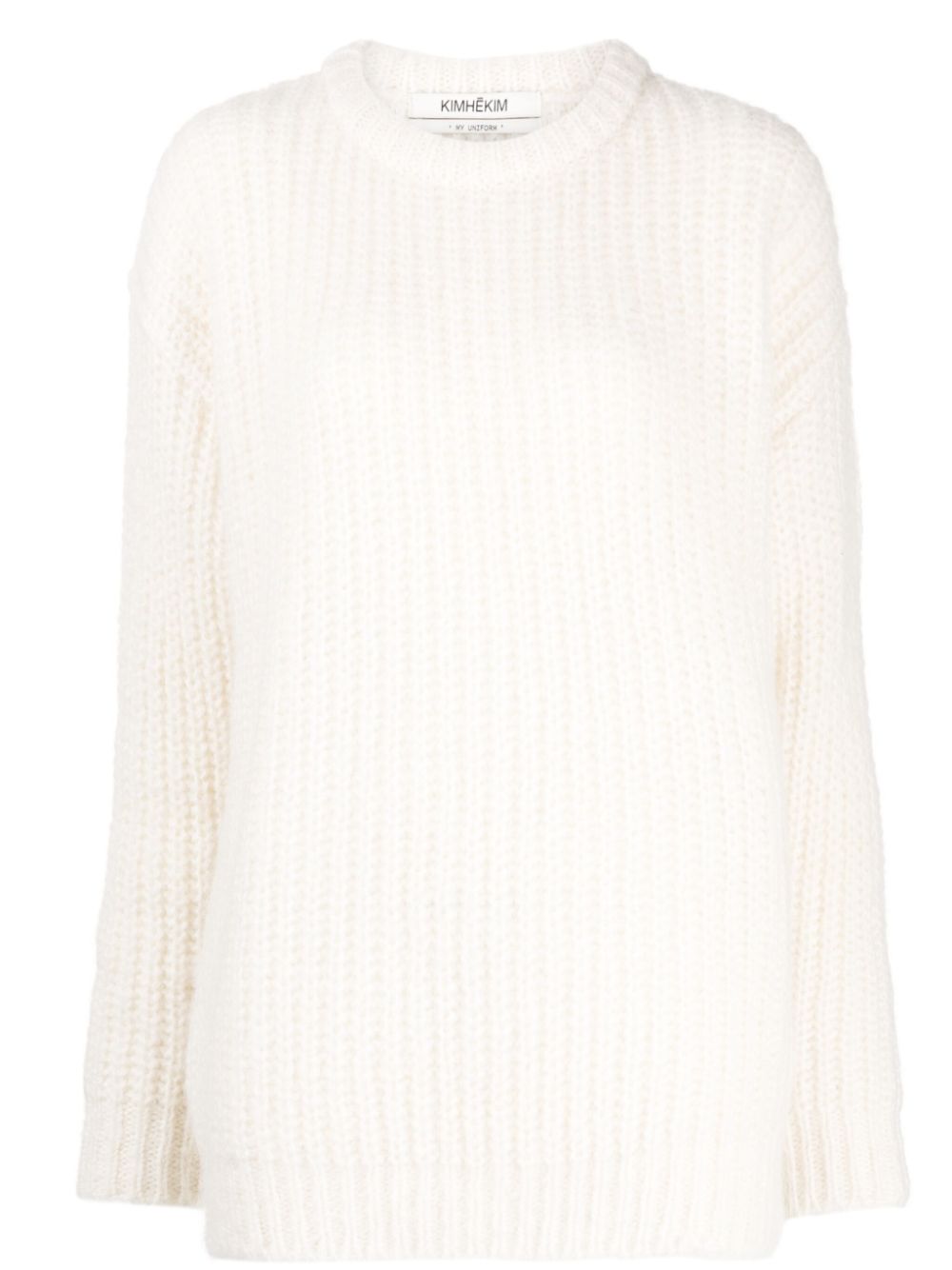 Crew-neck chunky-knit jumper - White