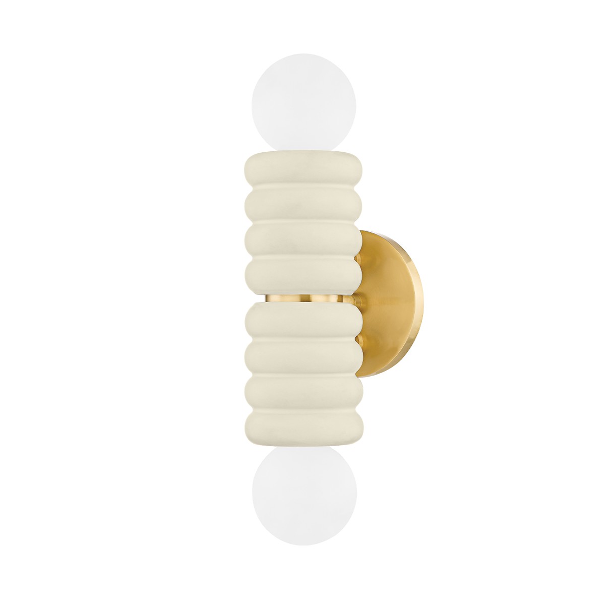 Aged Brass Ceramic Antique Ivory Wall Sconce from the Bibi Collection