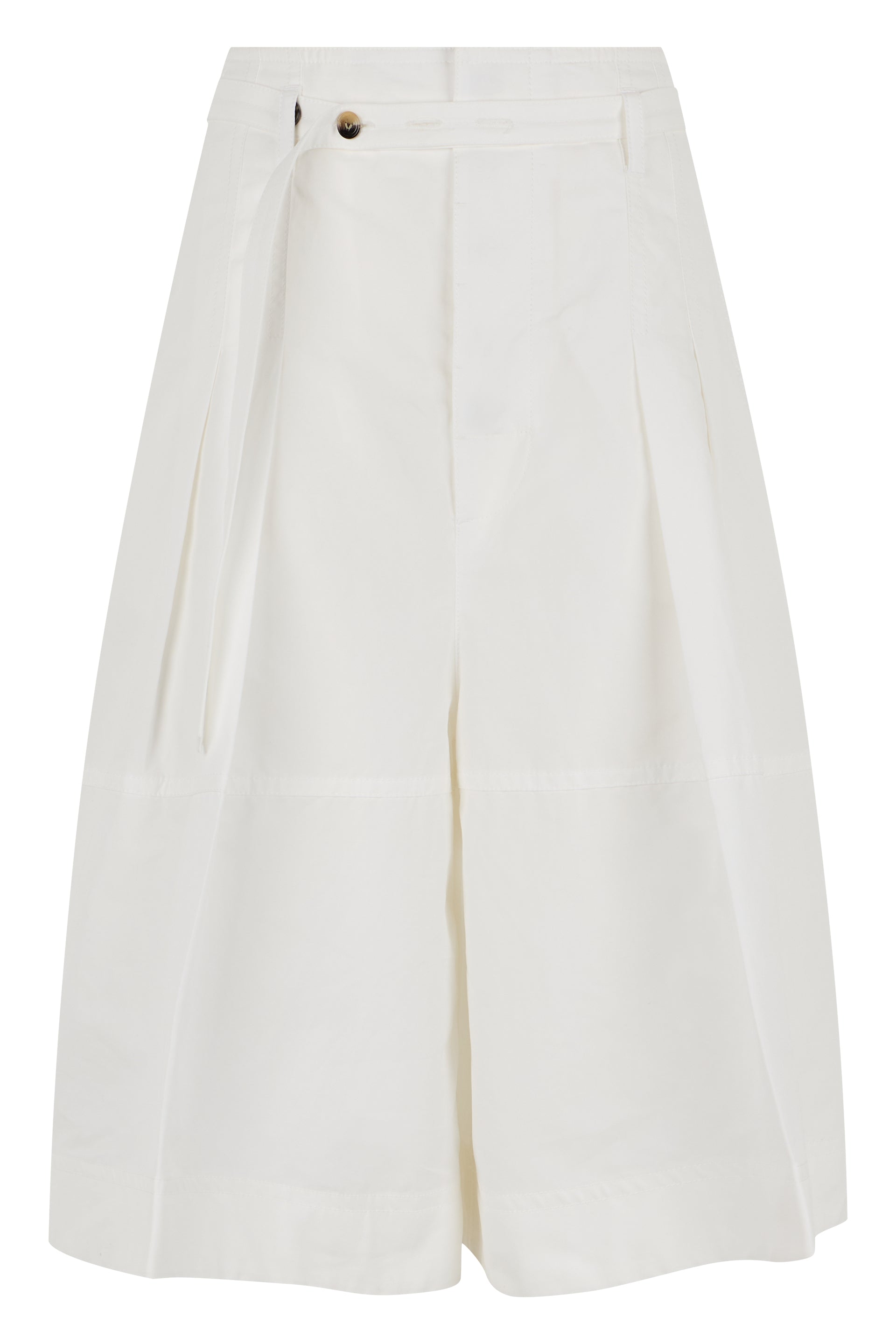 Wide-Leg Culotte Pants with Button Closure