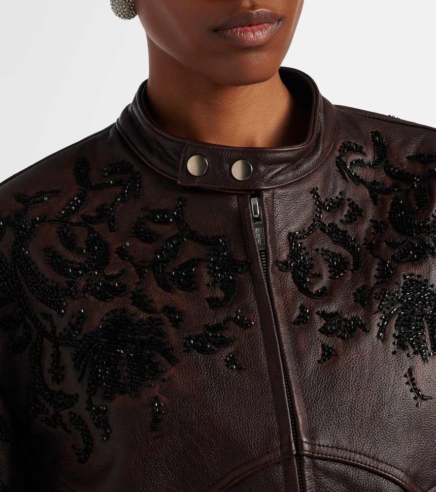 Beaded leather jacket