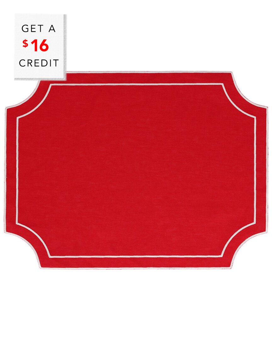 Tessuti Red Rectangular Placemats With White Stitching With $16 Credit