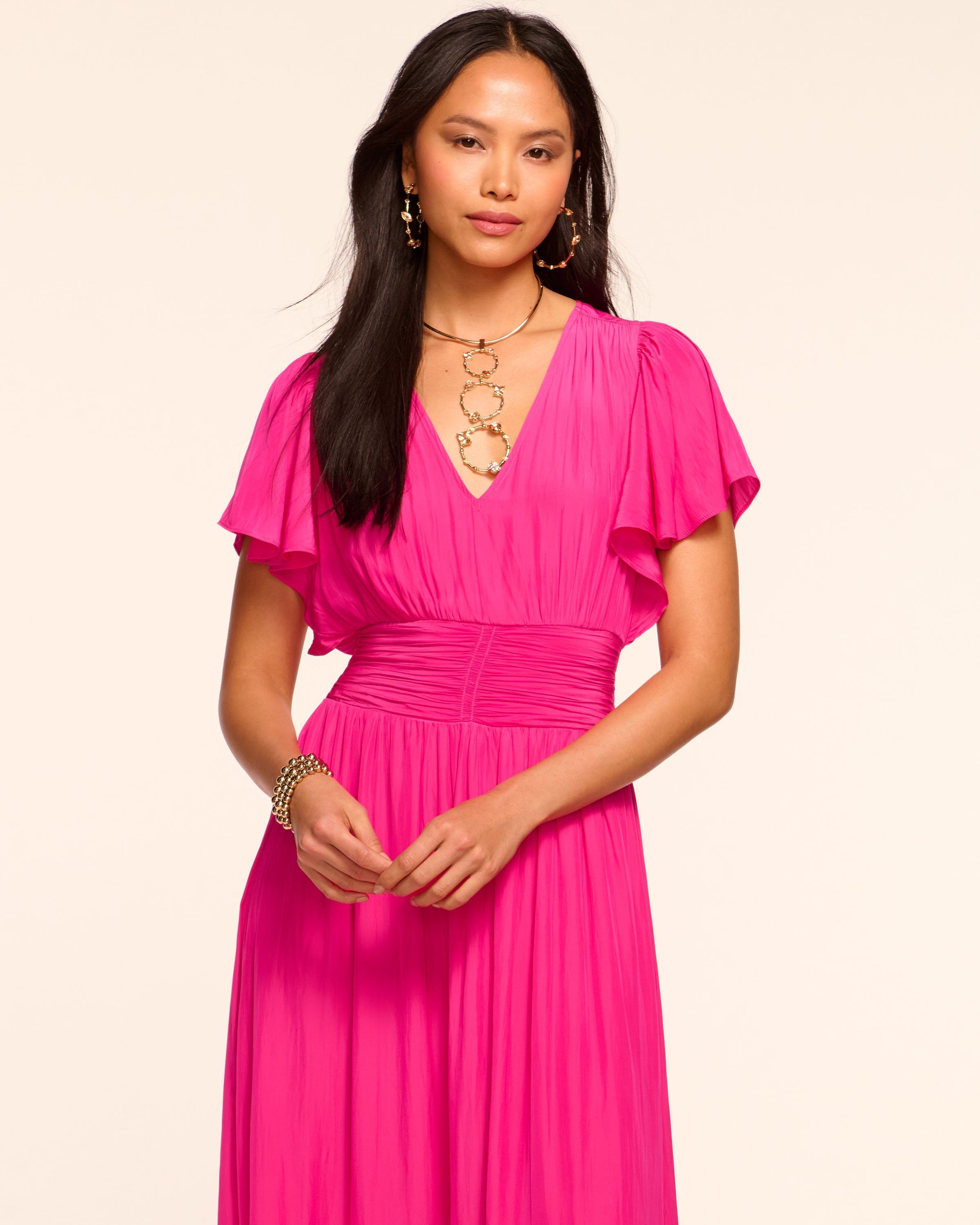 Joanie Short Sleeve Maxi Dress in Pink Petunia