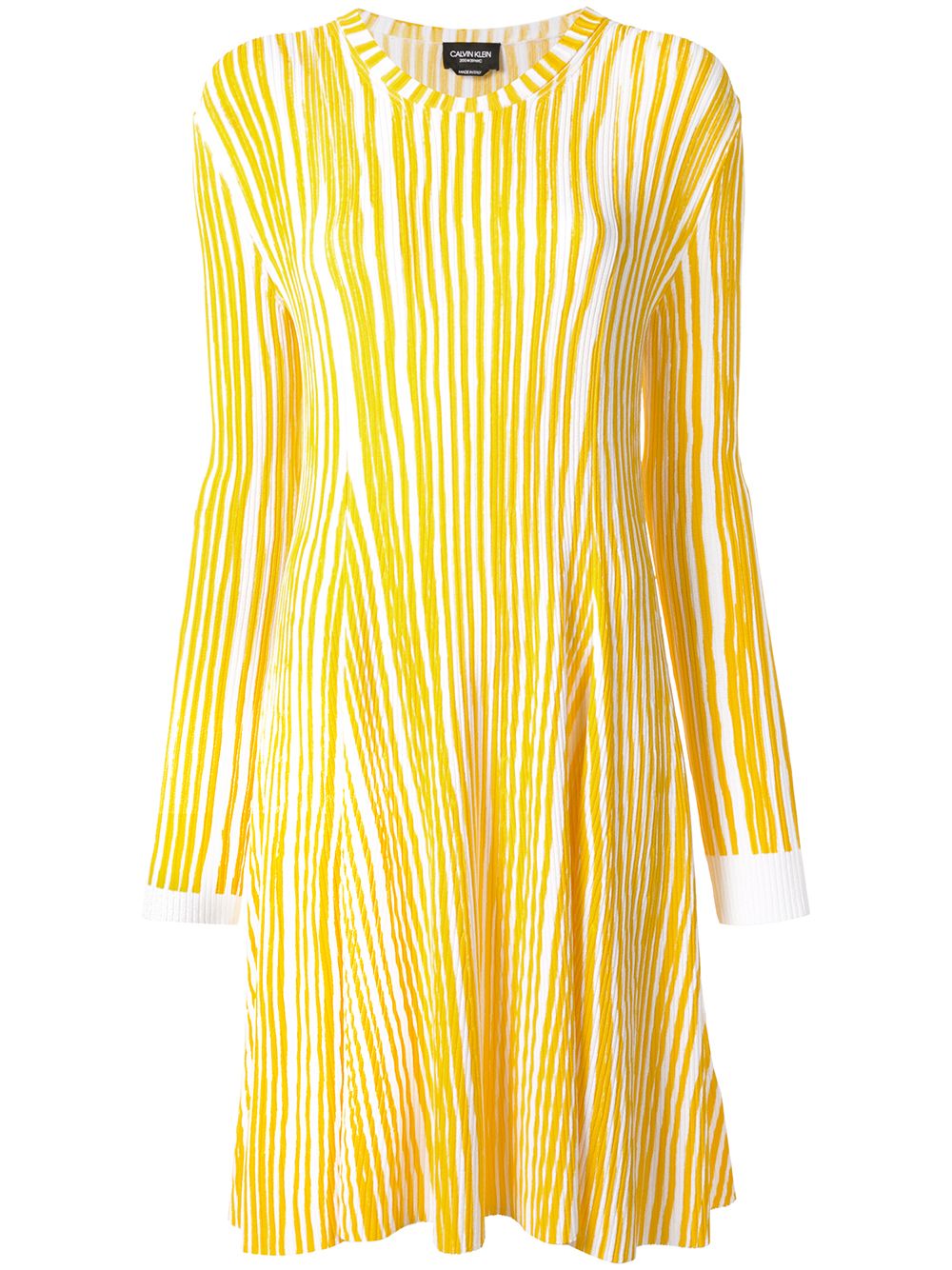 Striped pleated dress - Yellow