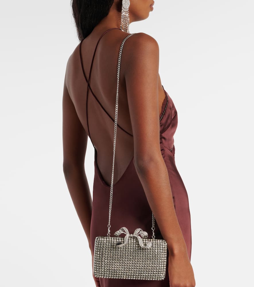 Self-Portrait Bow Small crystal-embellished clutch