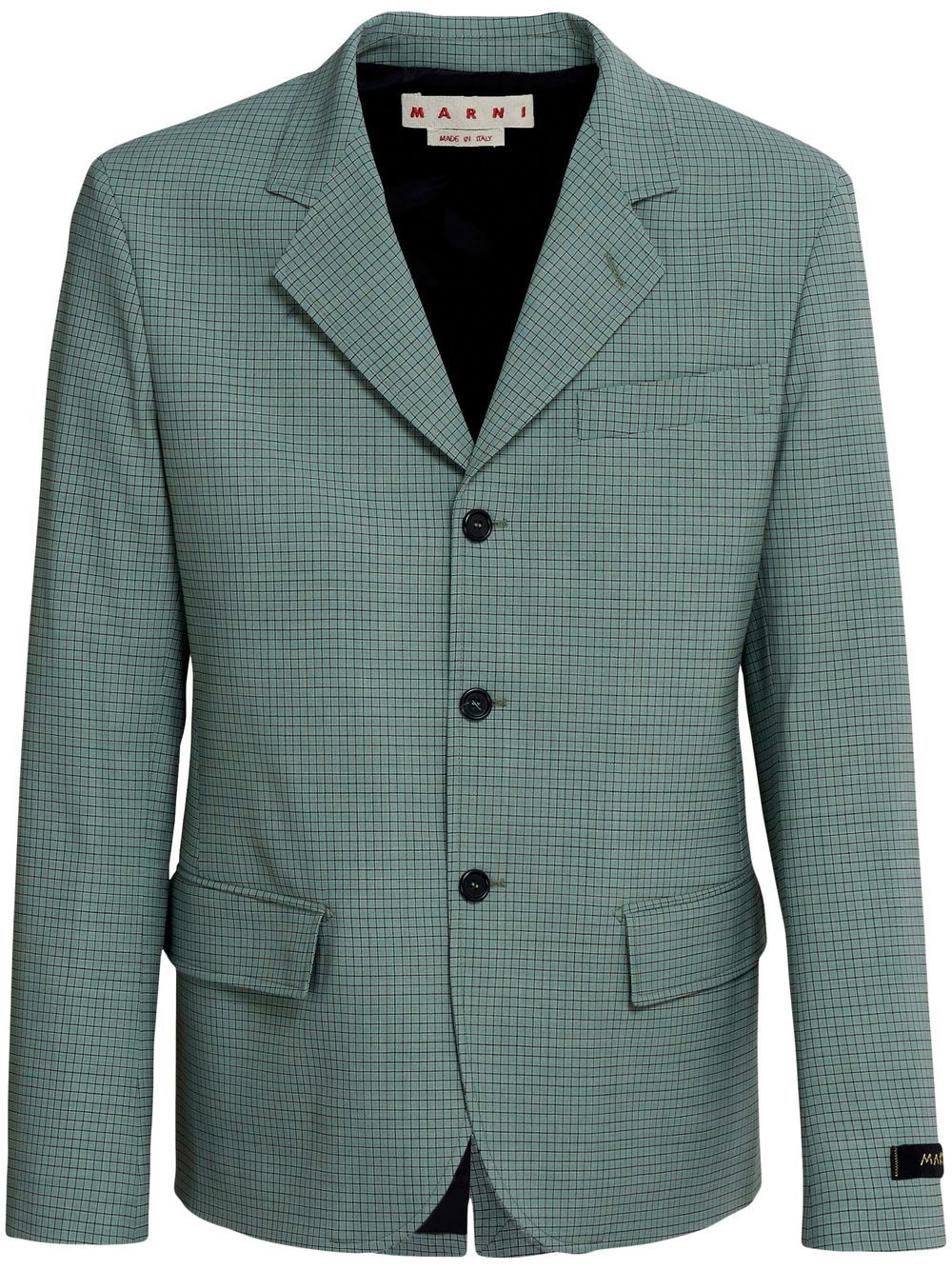 Grid-check single-breasted blazer - Green
